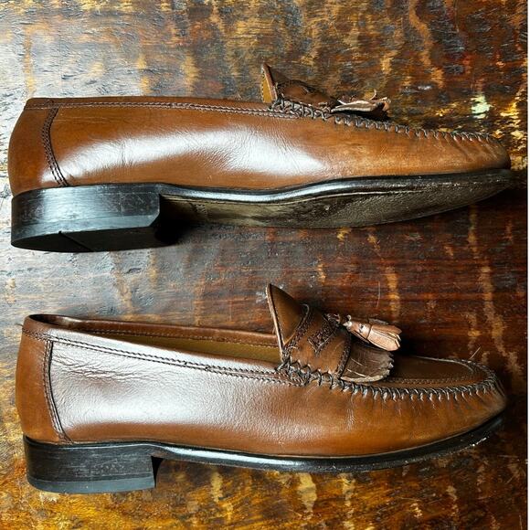 Vintage BOSTONIAN Brown Leather Upper/Leather Lined Men's Tassel Loafers 8.5 - Picture 3 of 10